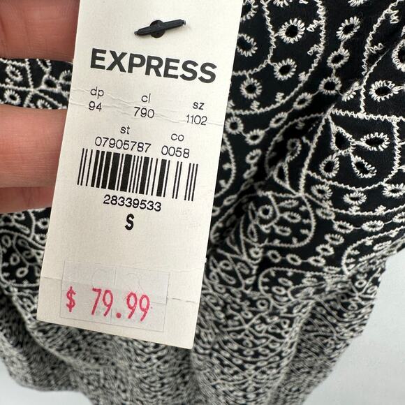 EXPRESS NWT Black & White Lace Eyelet Romper // S - Picture 7 of 16